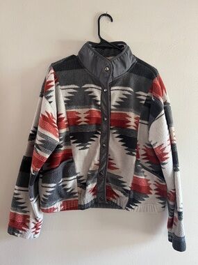 Aztec fleece snap jacket size L